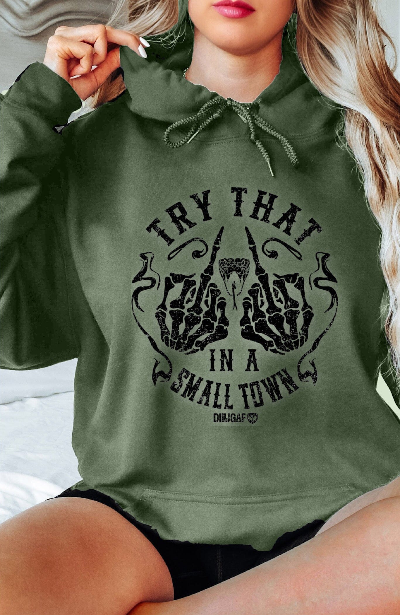 Try That In A Small Town Fingers up Flag Hoody