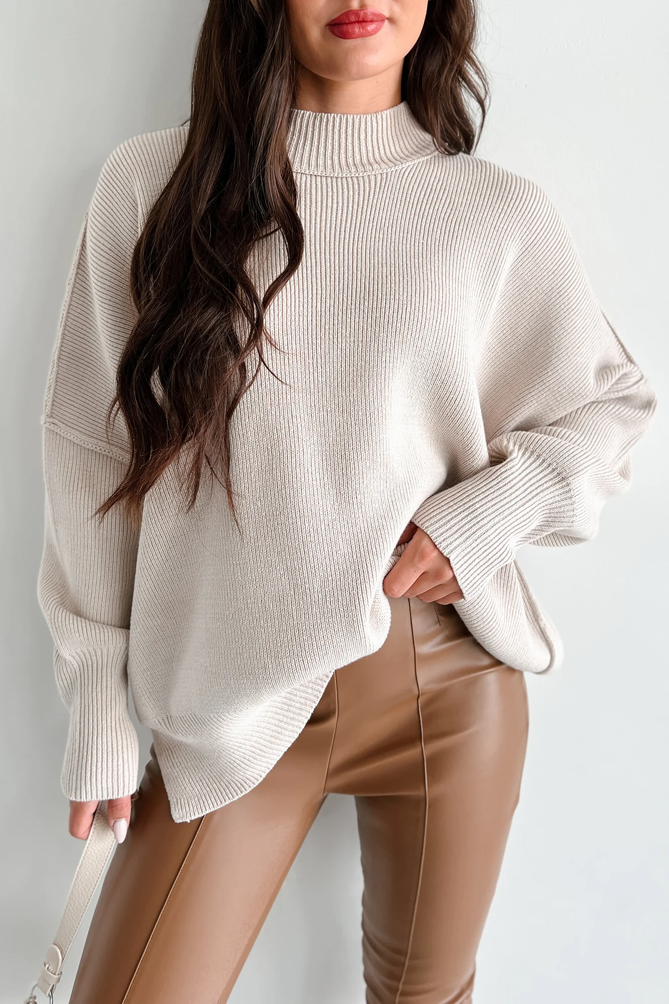 Auden Oversized Zenana Sweater (Sand Beige)