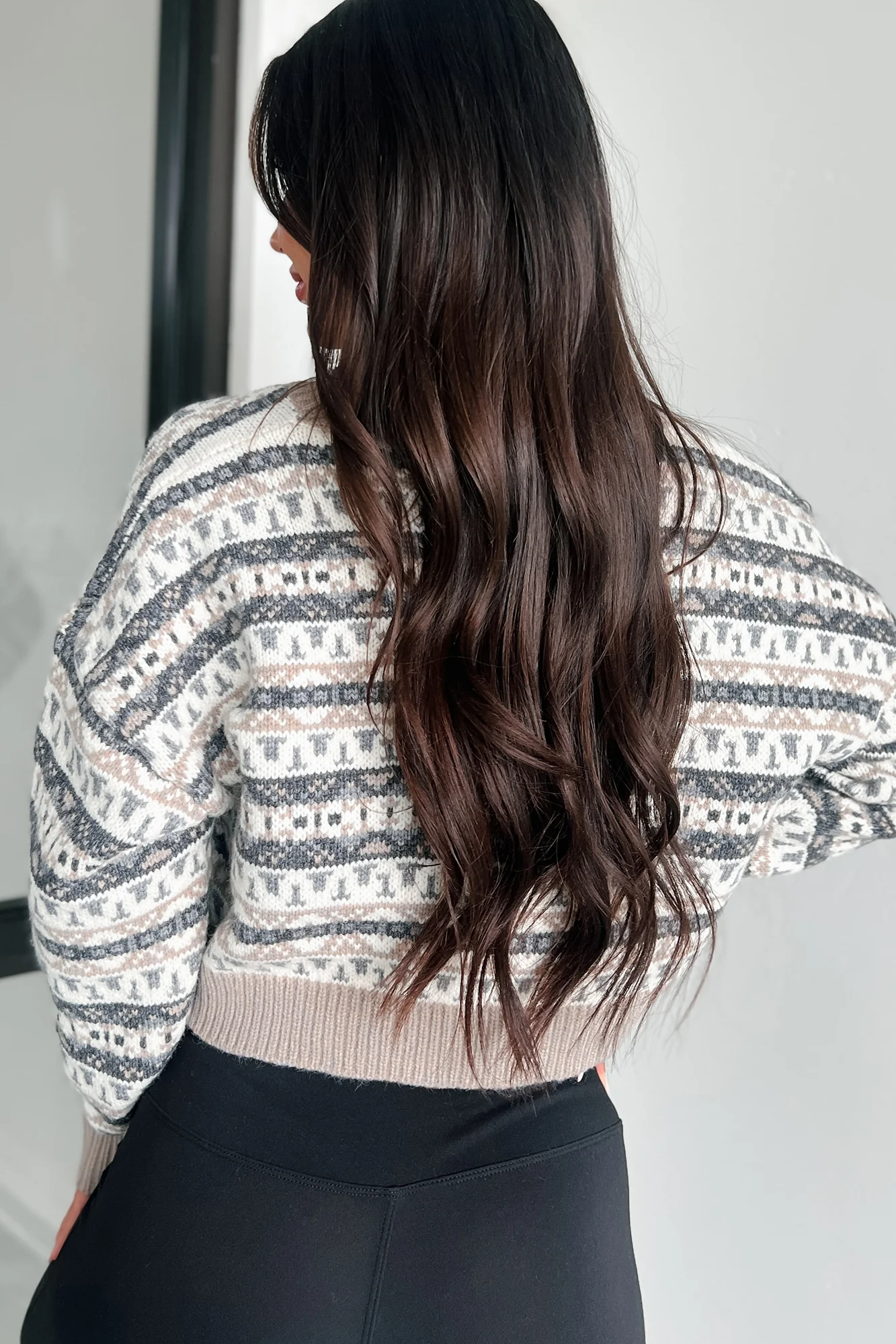 Deco Darling Printed/Stripe Sweater Top (Oatmeal/Multi)