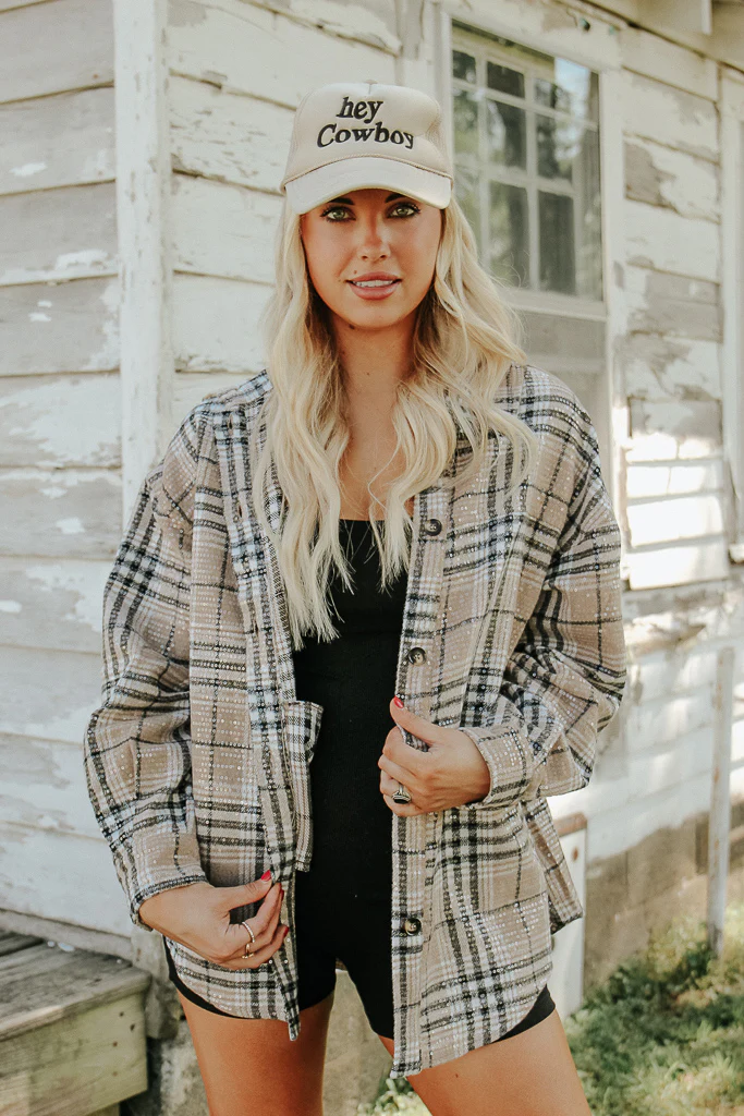 Sasha Plaid Sequin Shacket