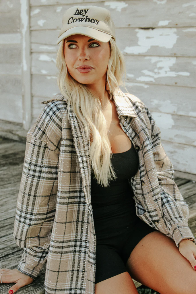 Sasha Plaid Sequin Shacket