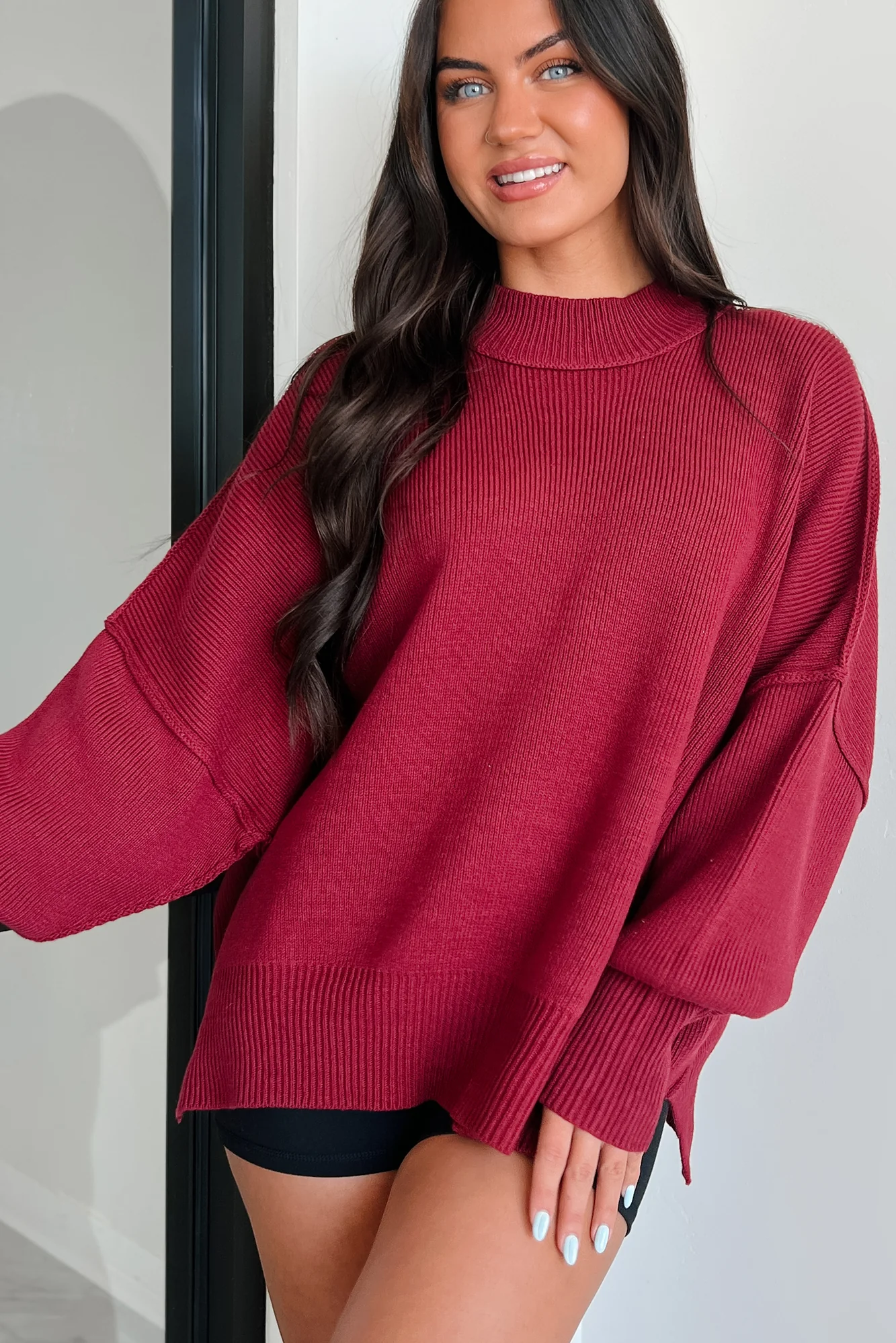 Auden Oversized Zenana Sweater (Cabernet)