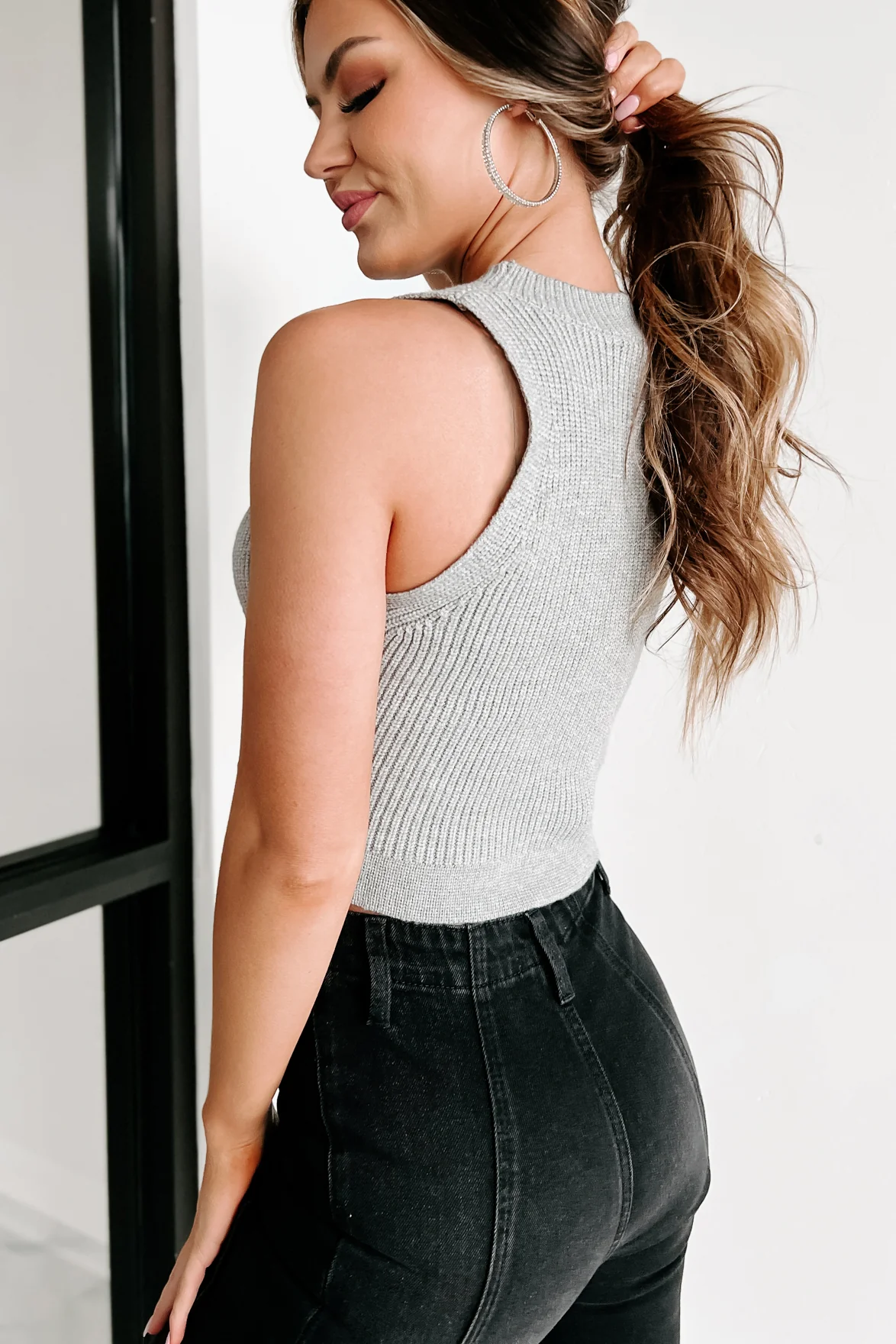 Will Wonders Never Cease Crop Sweater Tank (Heather Grey)