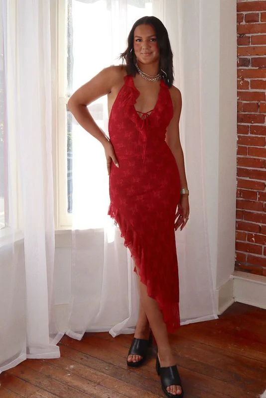 Juliet Lace Ruffle Maxi Dress