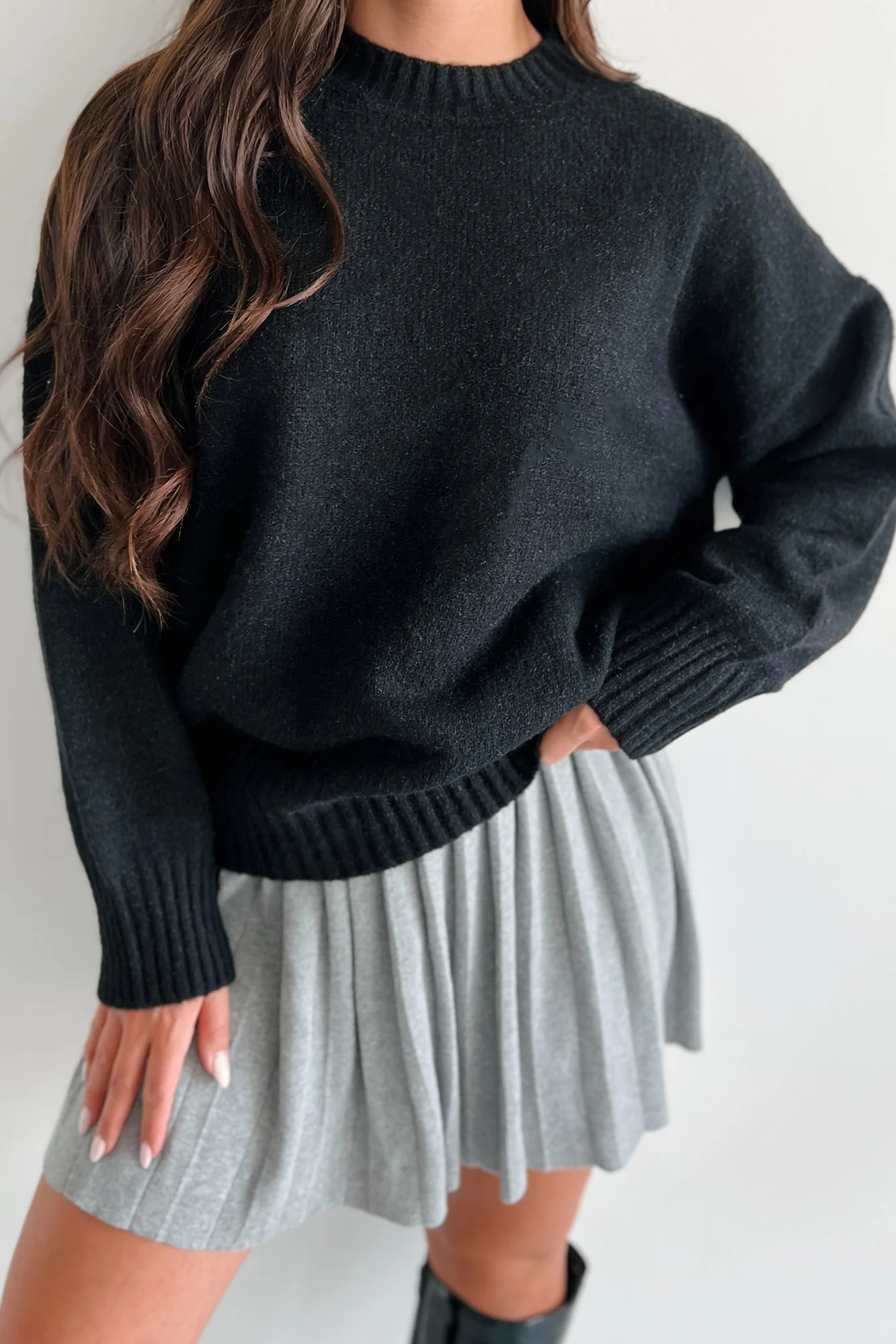 Reed Oversized Crewneck Sweater (Black)
