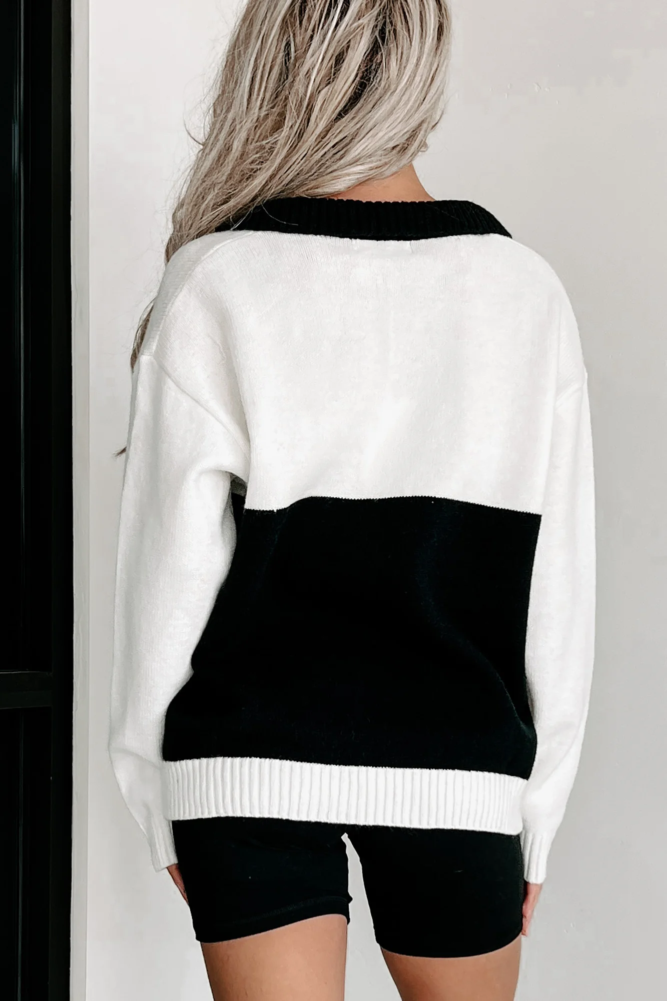 First Edition Graphic Colorblock Sweater (White/Black)