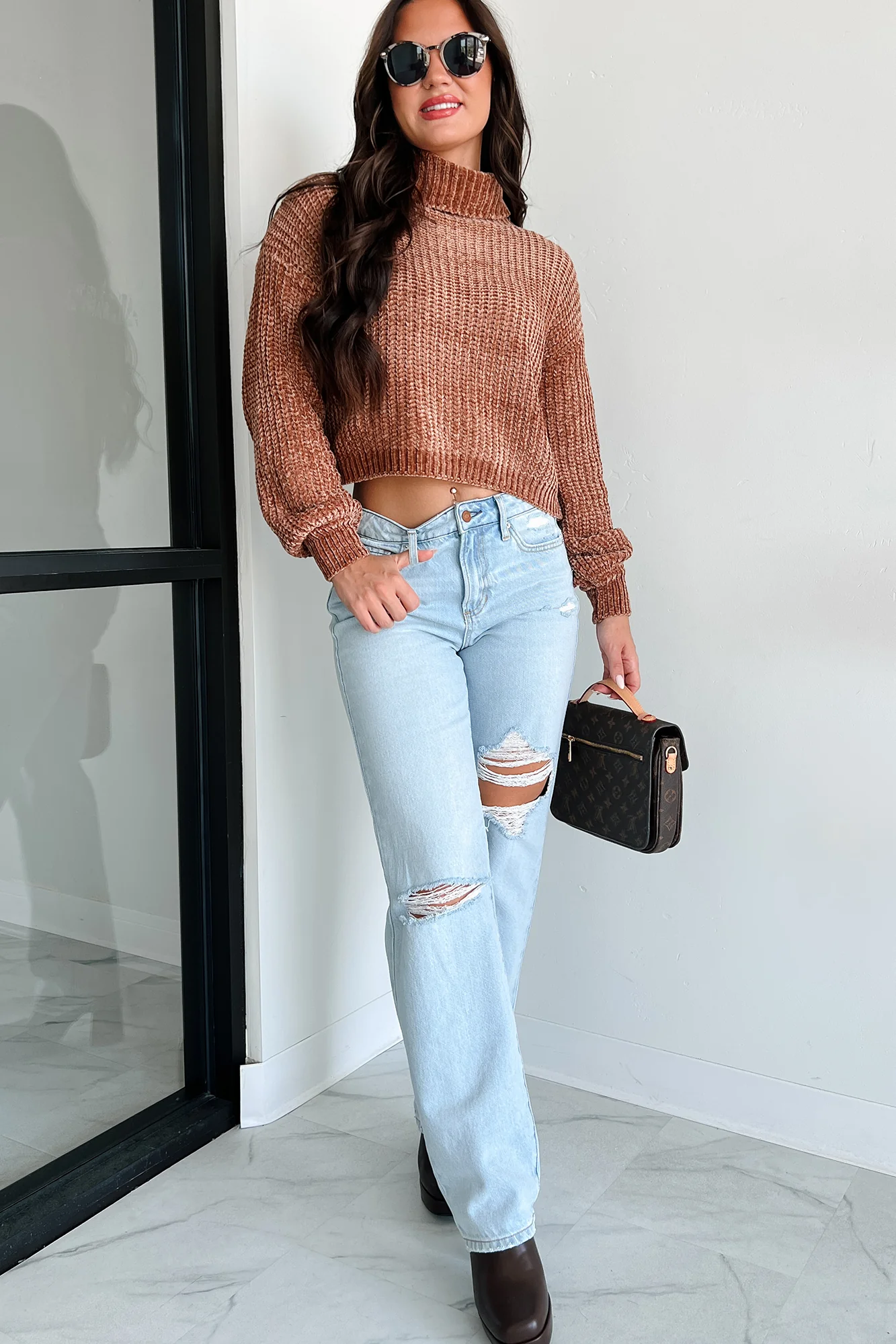 Autumn Comforts Zenana Chenille Sweater (Deep Camel)