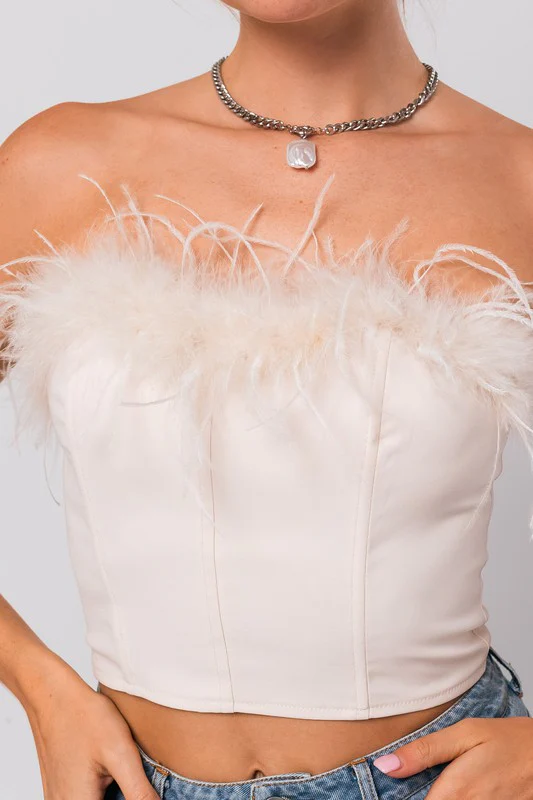 Cher Feather Corset - Ivory