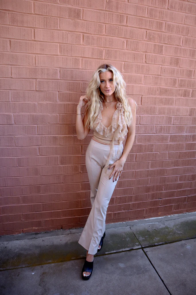 Layla Lace Rosette Halter Crop