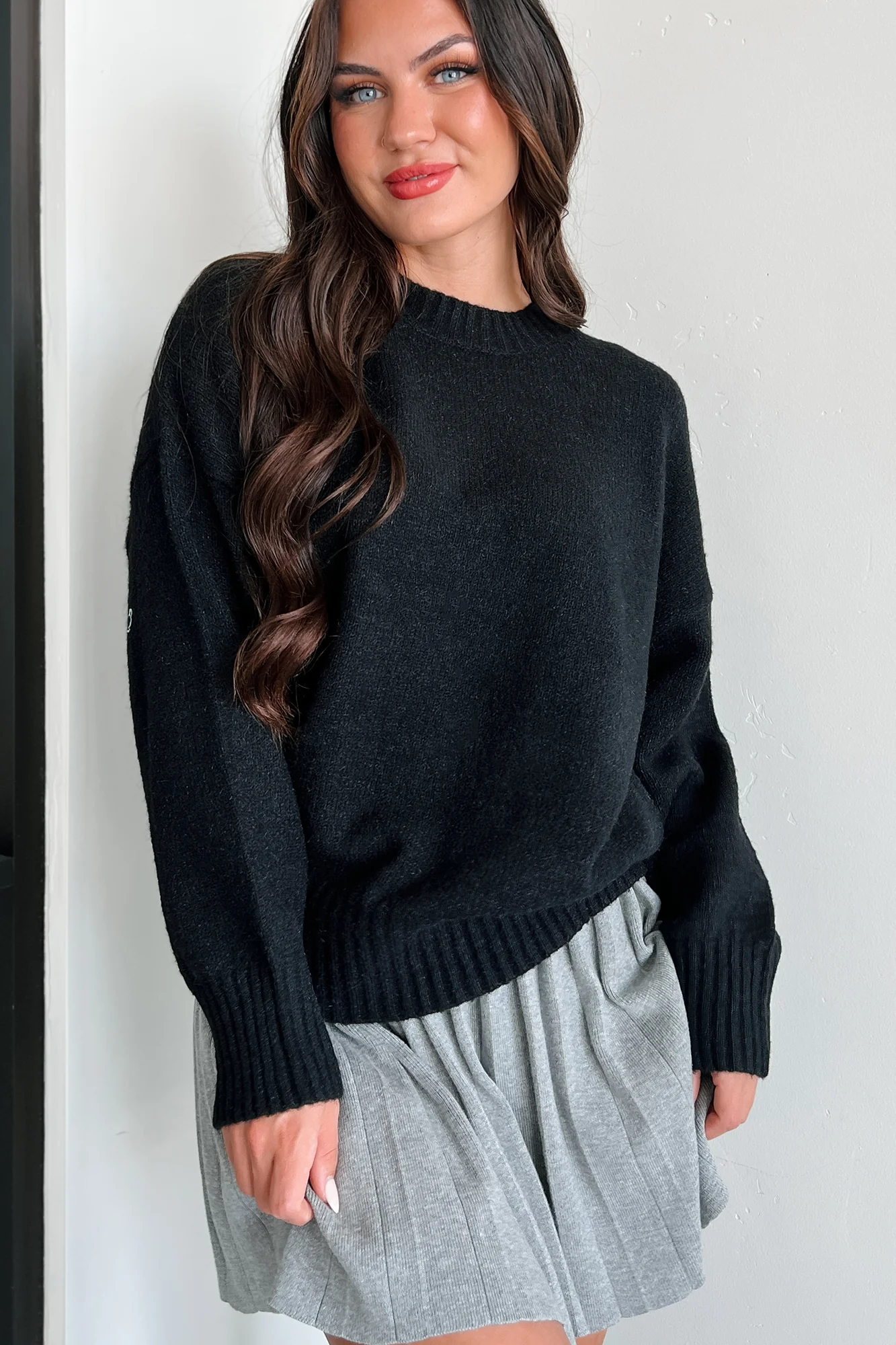 Reed Oversized Crewneck Sweater (Black)