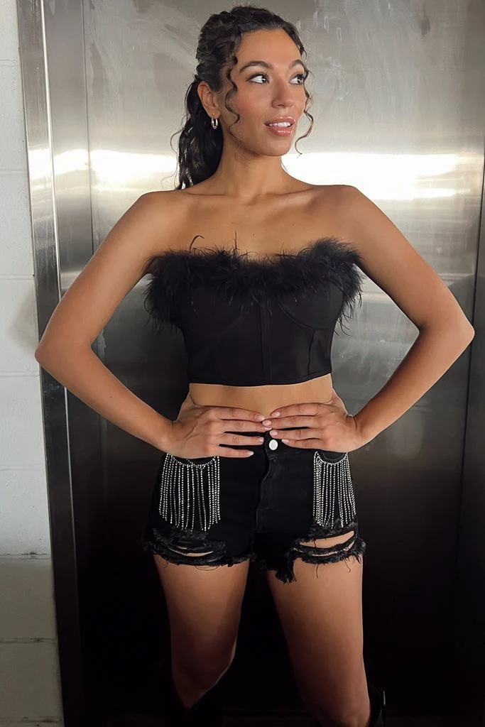 Cher Feather Corset - Black