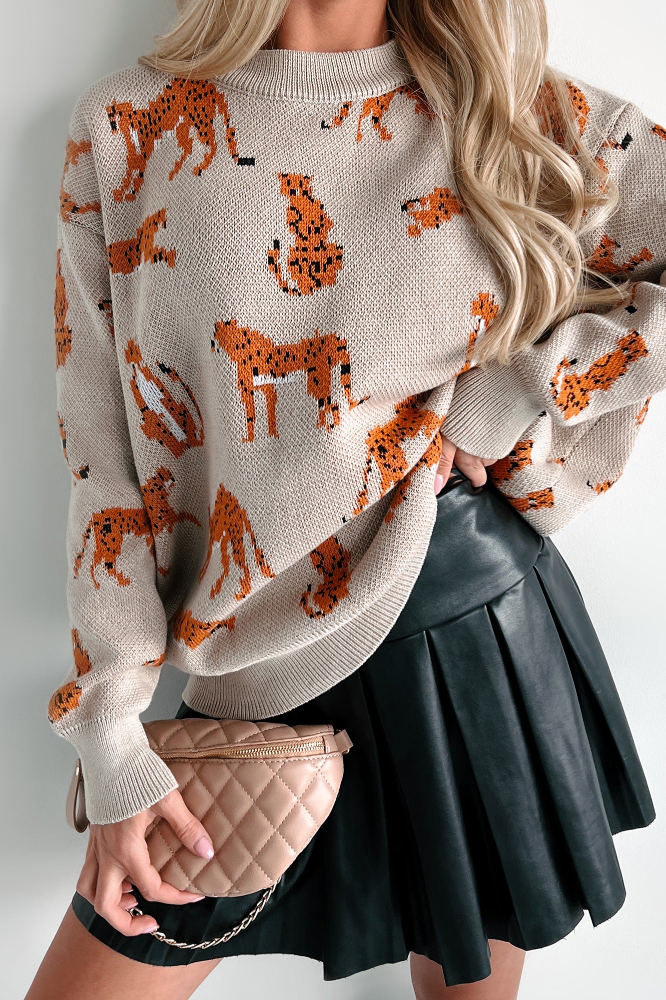 Walk On The Wild Side Cheetah Print Sweater (Taupe)