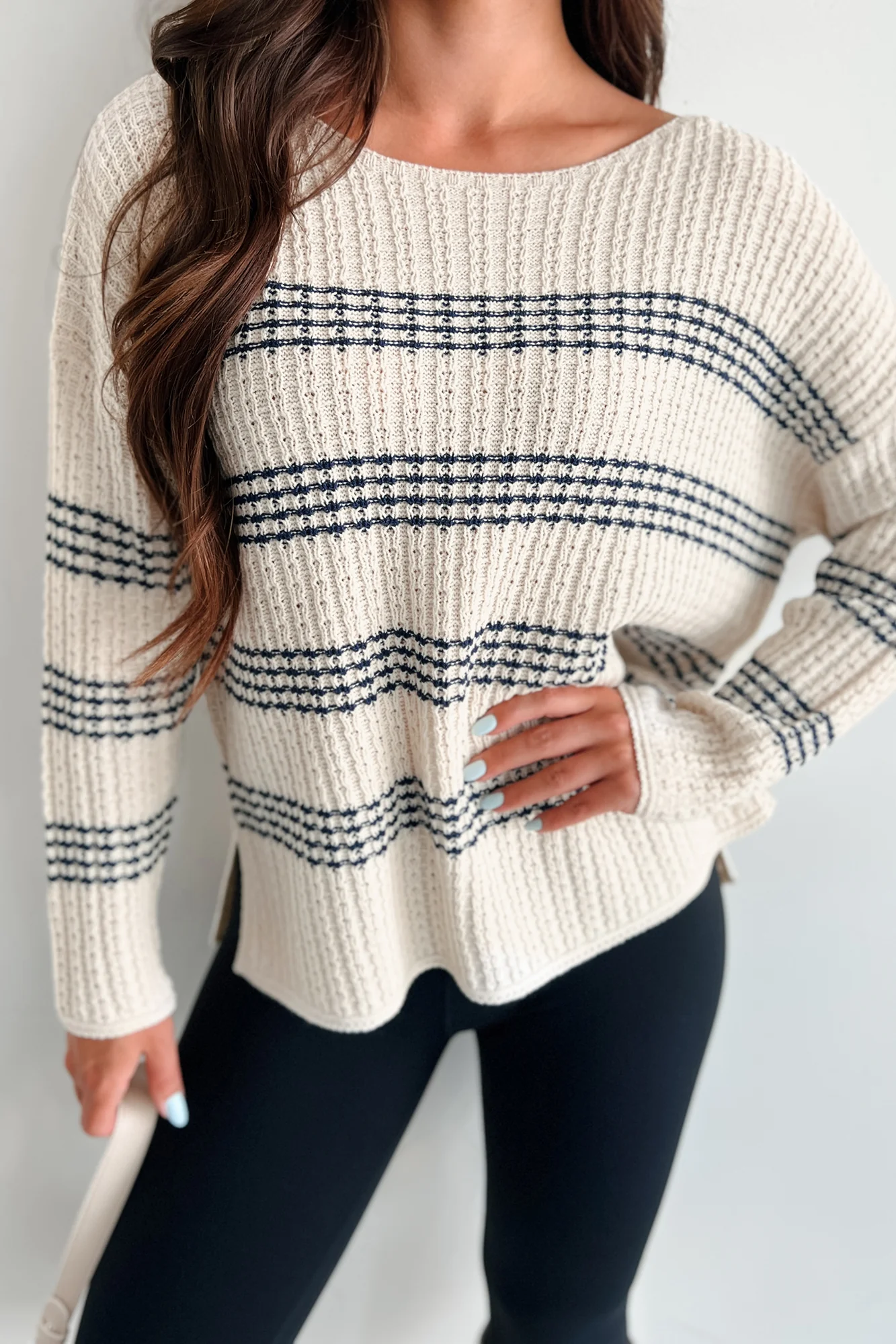 Xerxes Striped Sweater (Dark Blue/Oatmeal)
