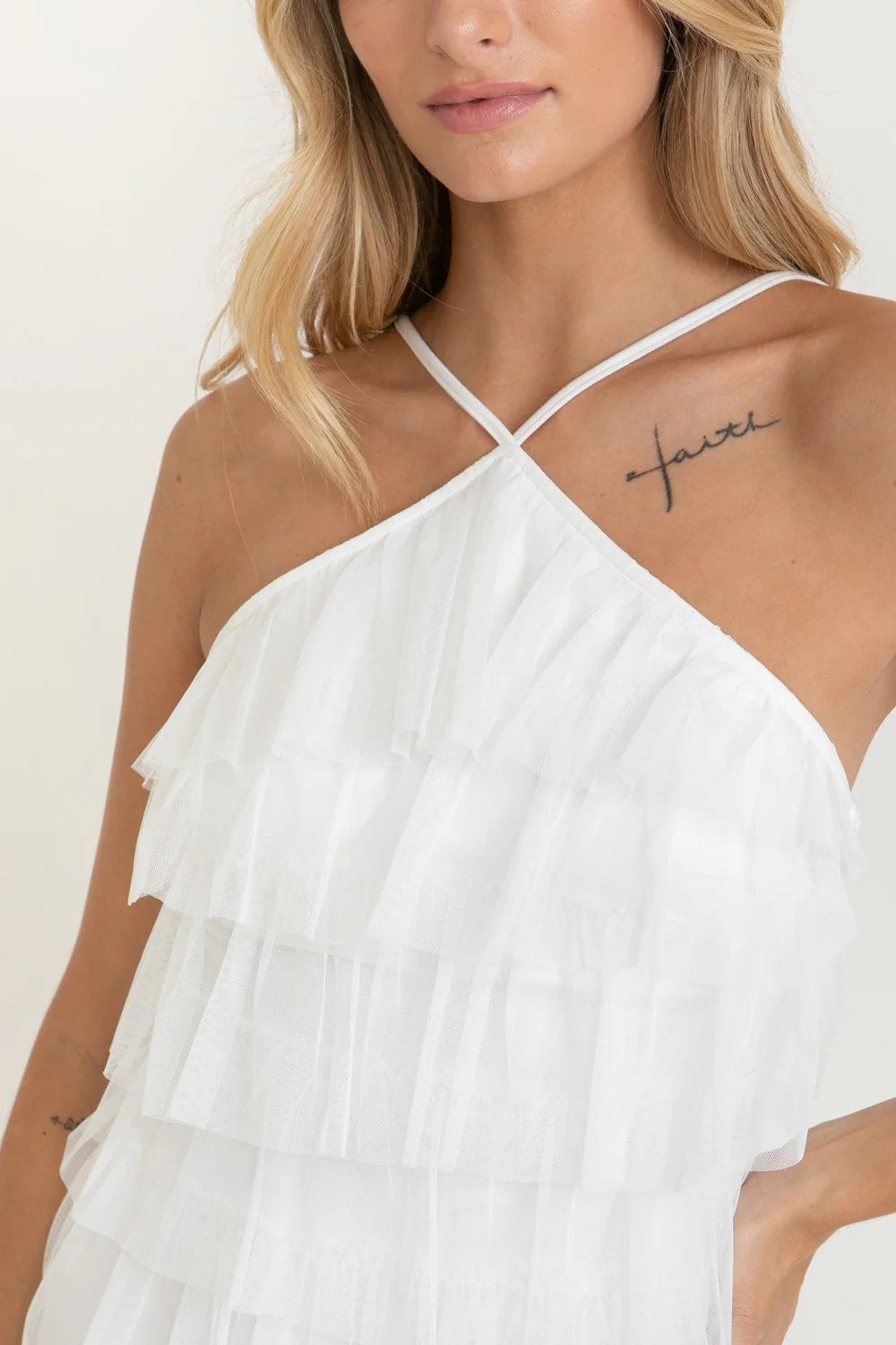 Selena Ruffle Dress - White