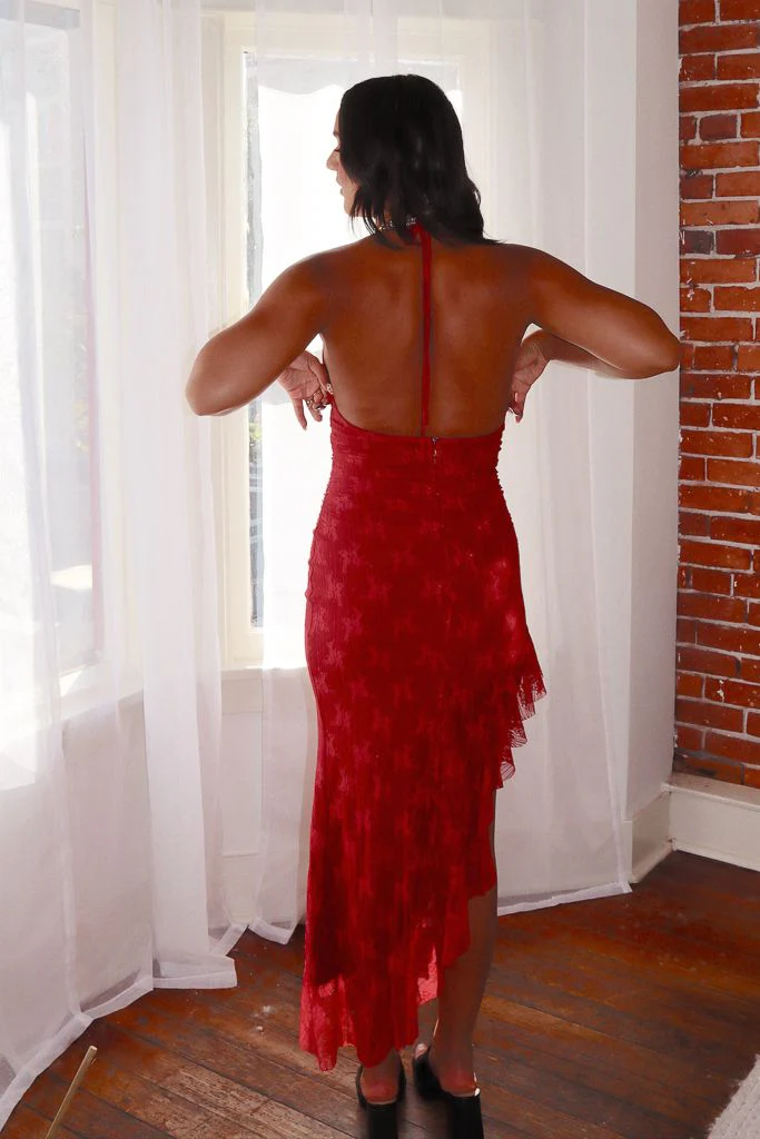 Juliet Lace Ruffle Maxi Dress