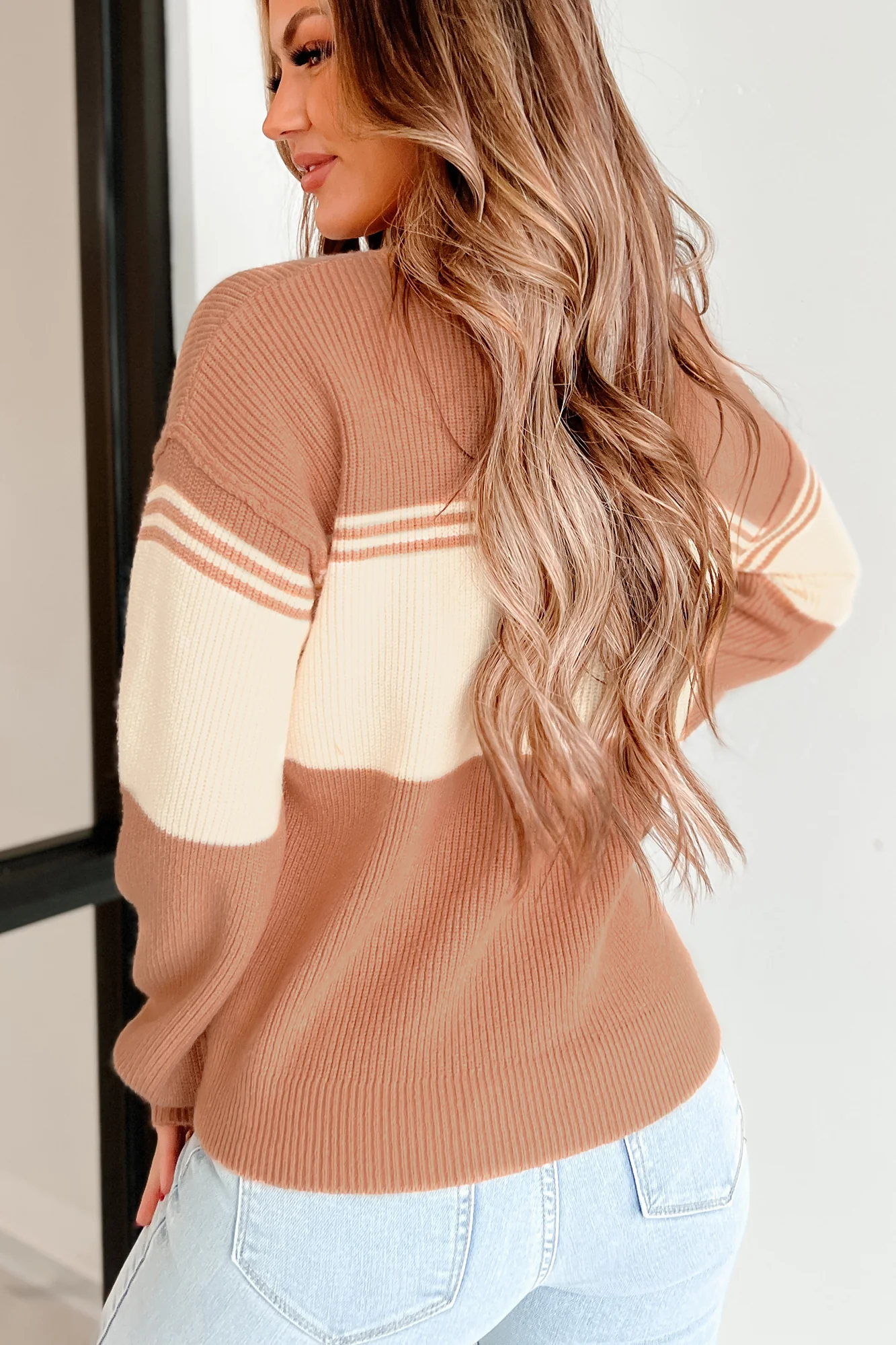 Fact Of The Matter Colorblock Sweater (Dusty Apricot)