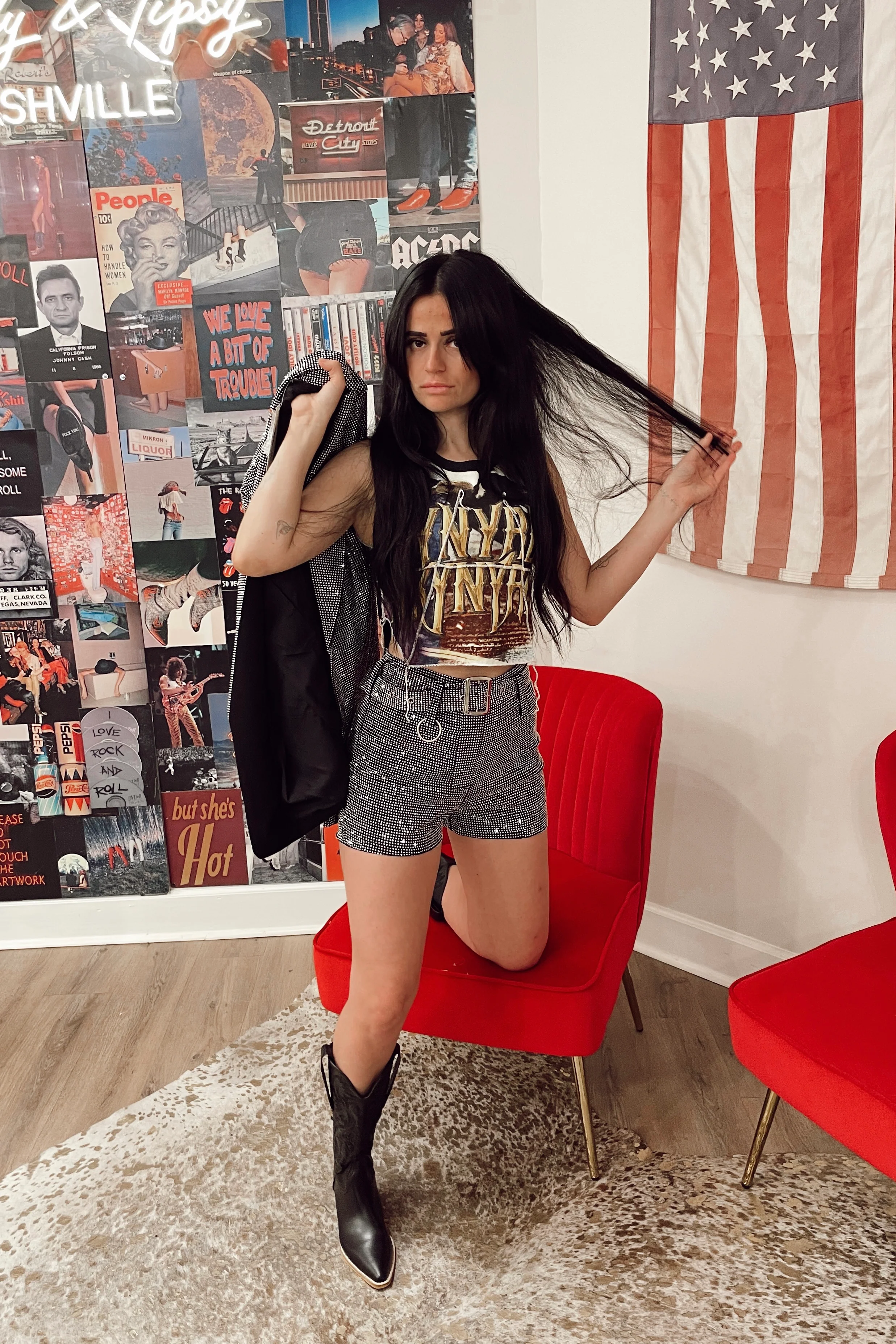 Glam Rhinestone Shorts - Silver