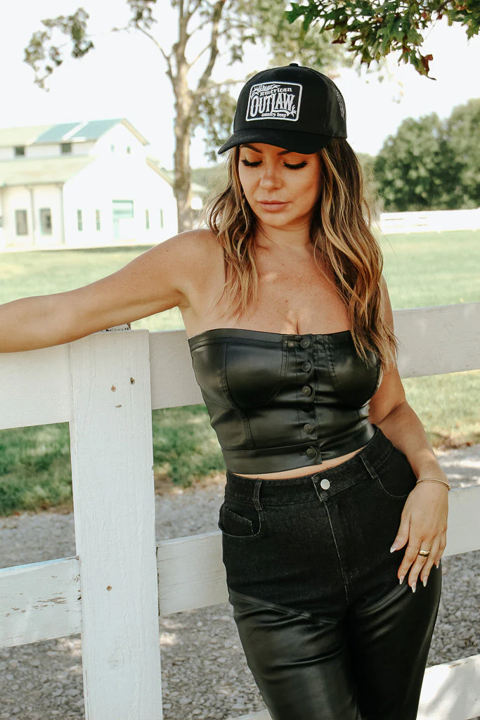 Pamela Faux Leather Tube Top
