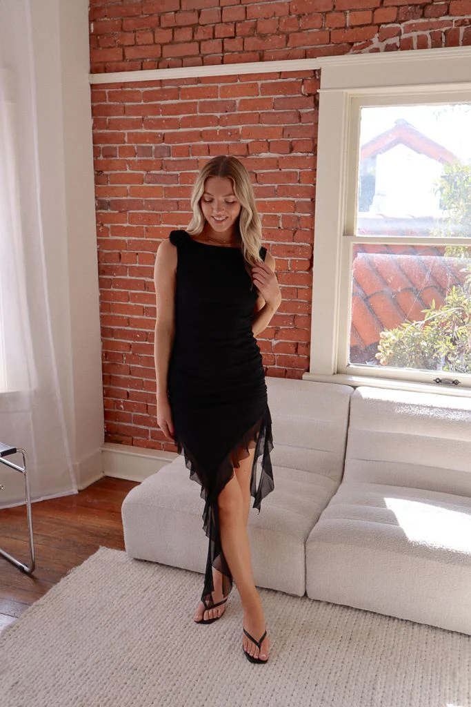 Aria Rosette Ruffle Mini Dress