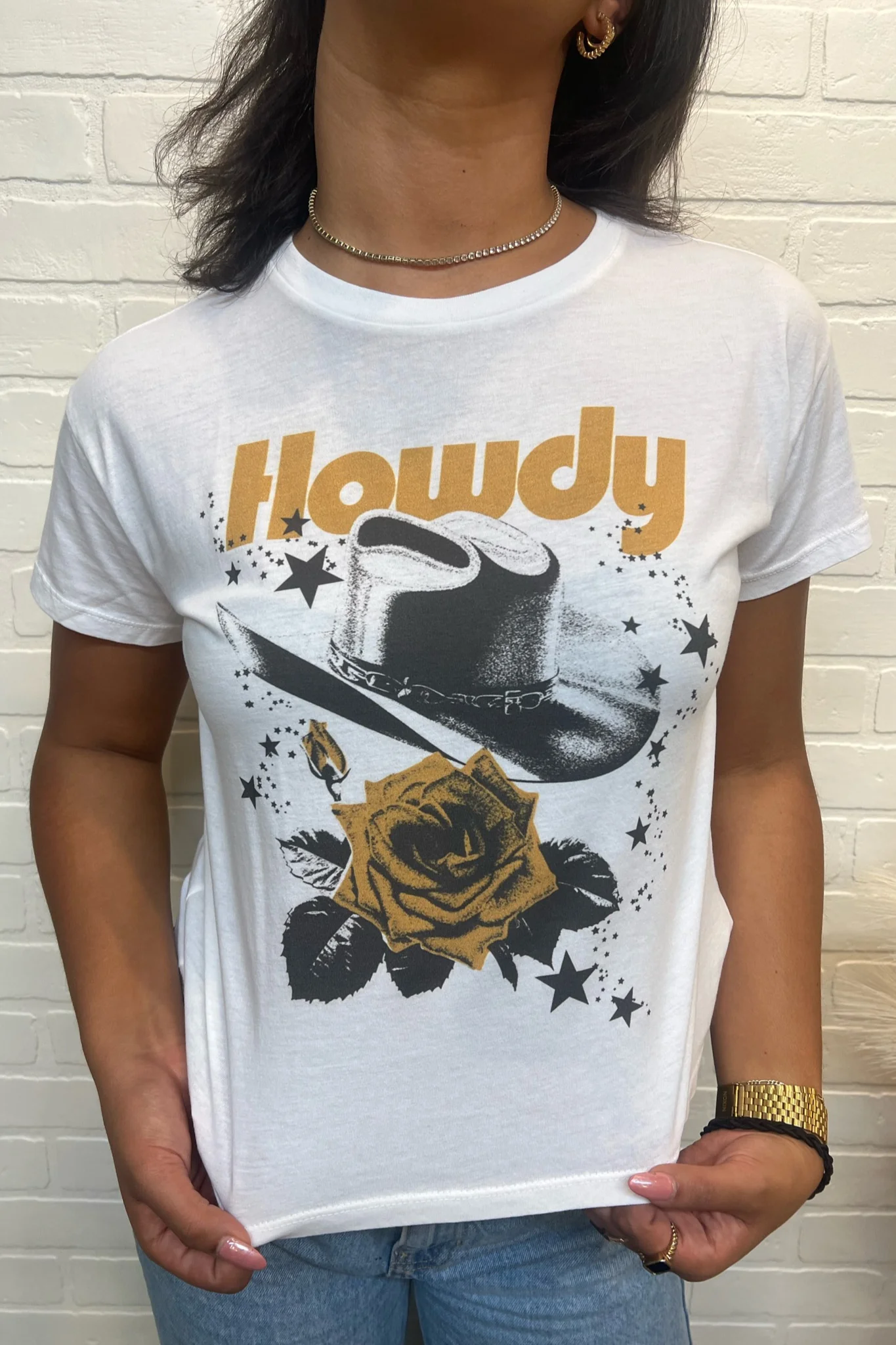 Howdy Hat Graphic Tee - White