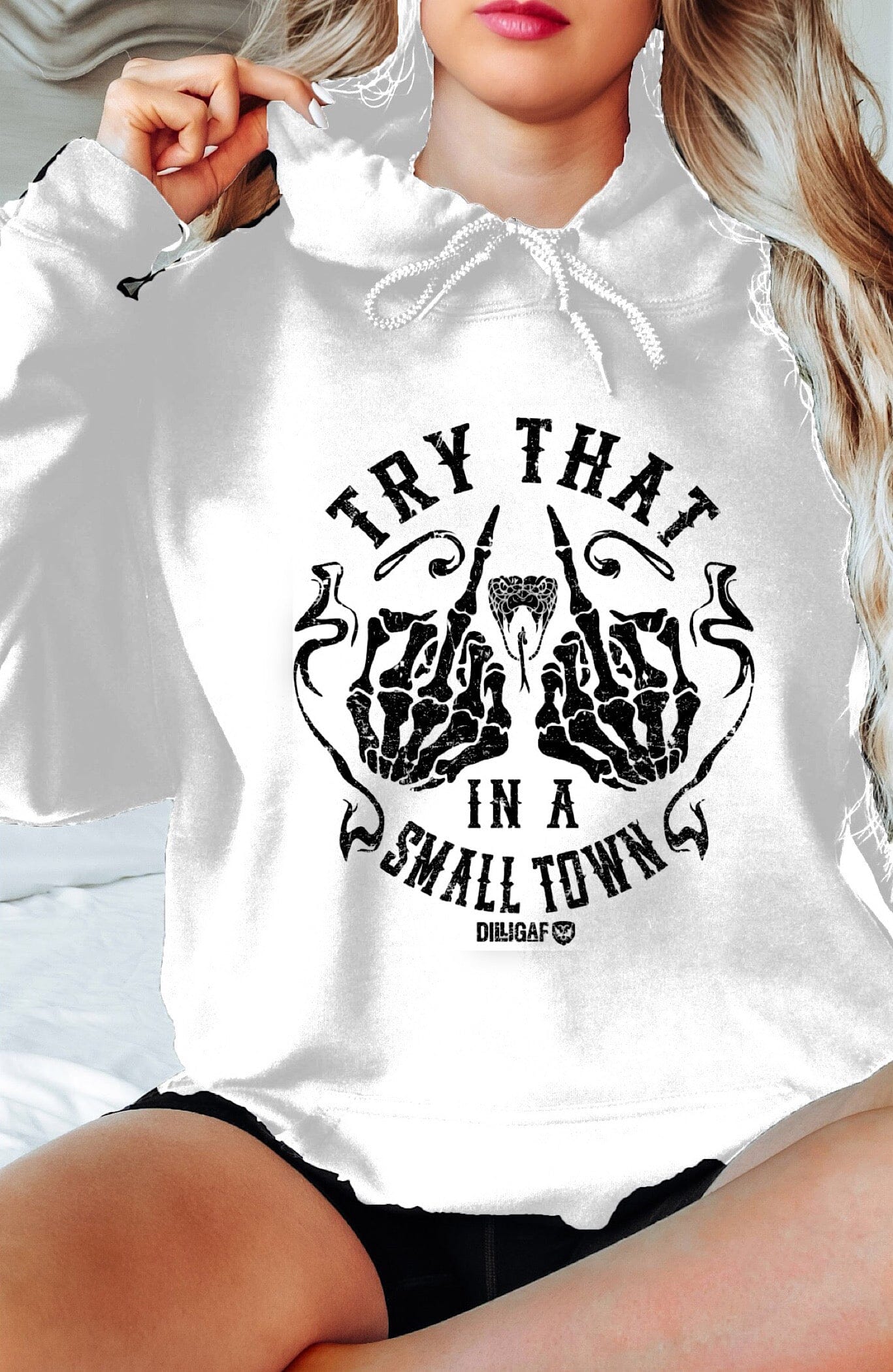 Try That In A Small Town Fingers up Flag Hoody