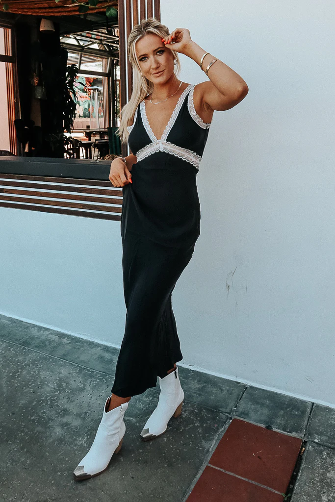 Sophia Satin Lace Maxi Dress