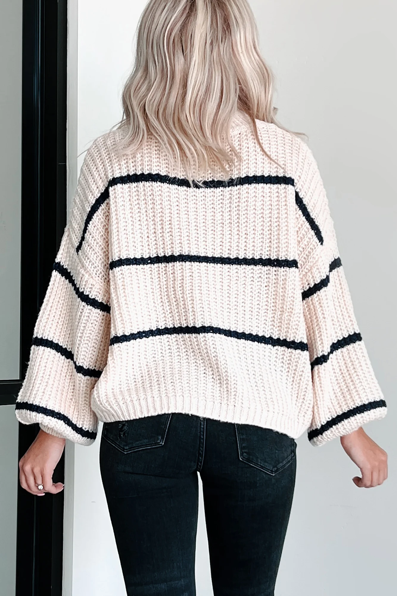 Avellino Oversize Stripe Sweater (Cream)