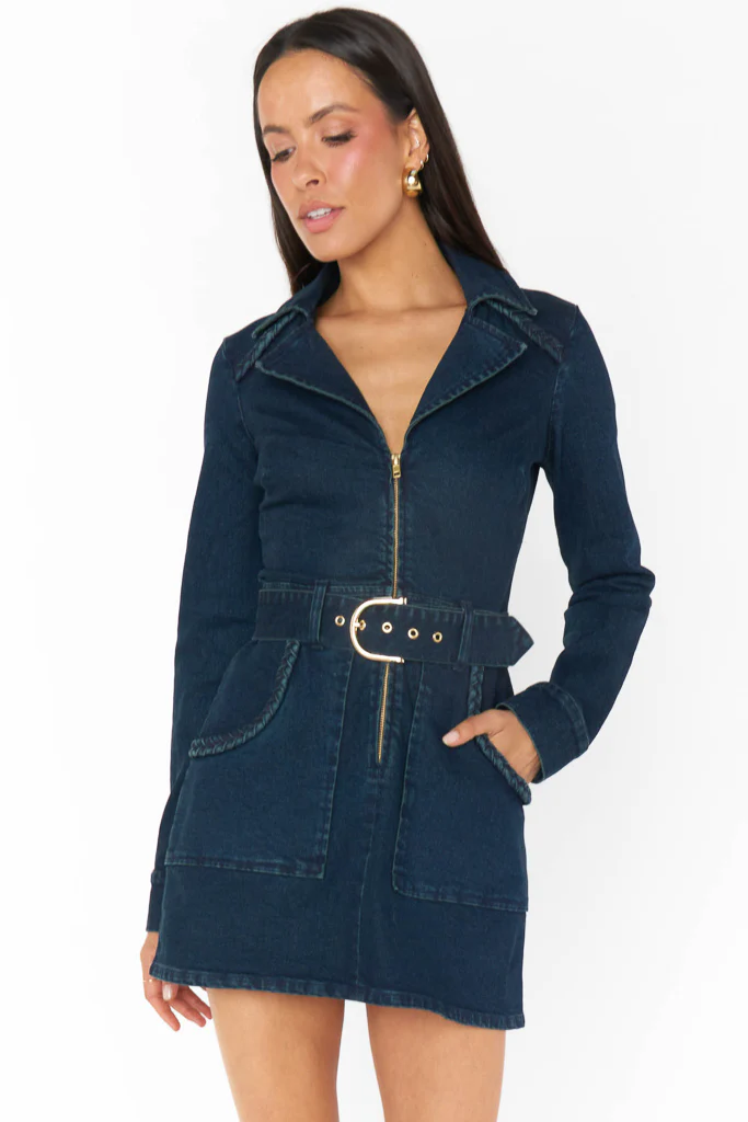 Show Me Your Mumu Outlaw Long Sleeve Denim Dress