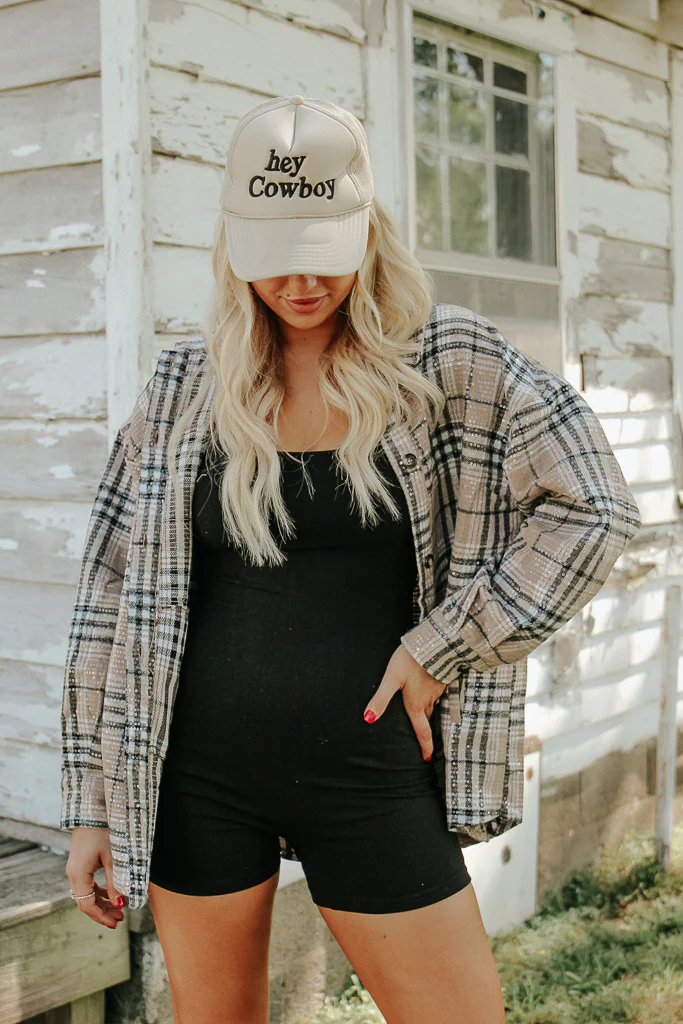 Sasha Plaid Sequin Shacket