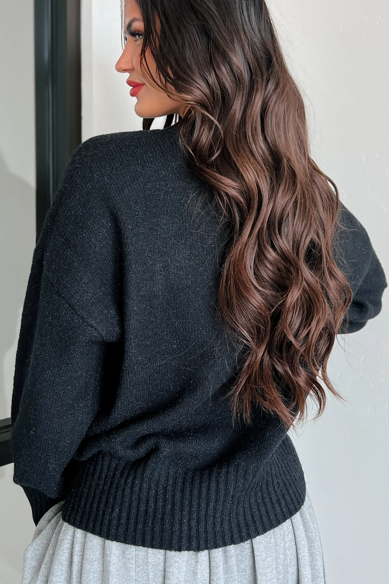 Reed Oversized Crewneck Sweater (Black)