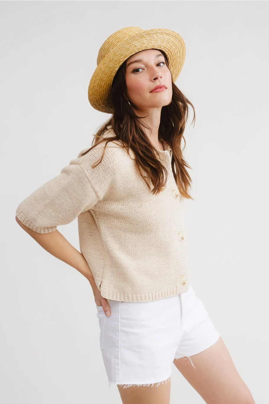 Short Sleeve Button Cardigan