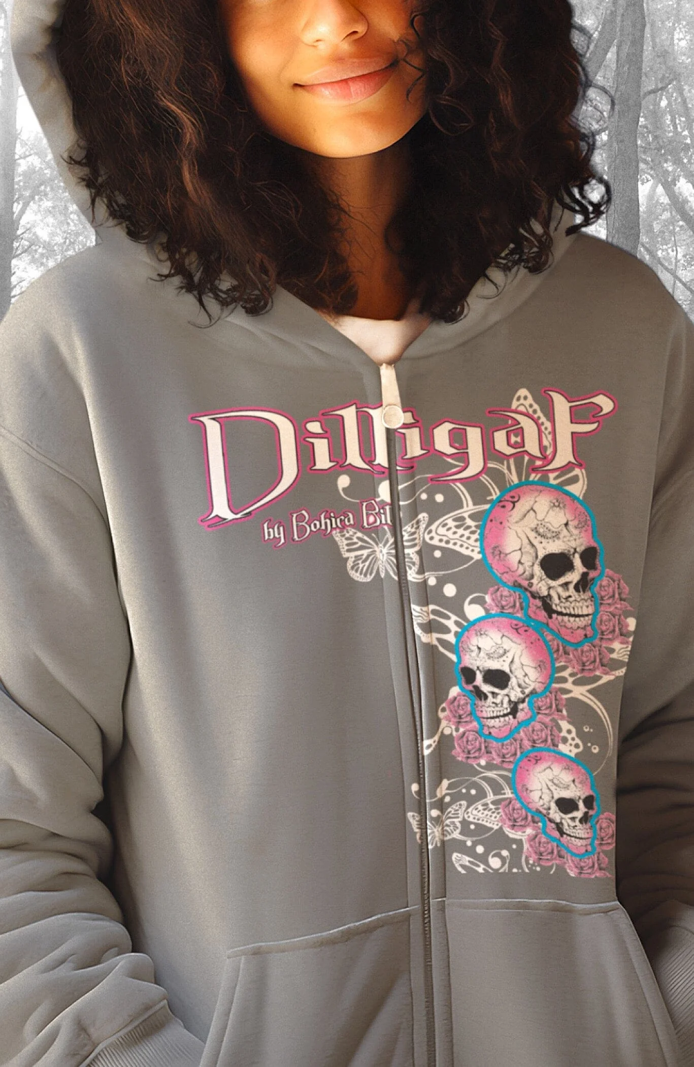 Sexy Skulls Zip Up Hoodie