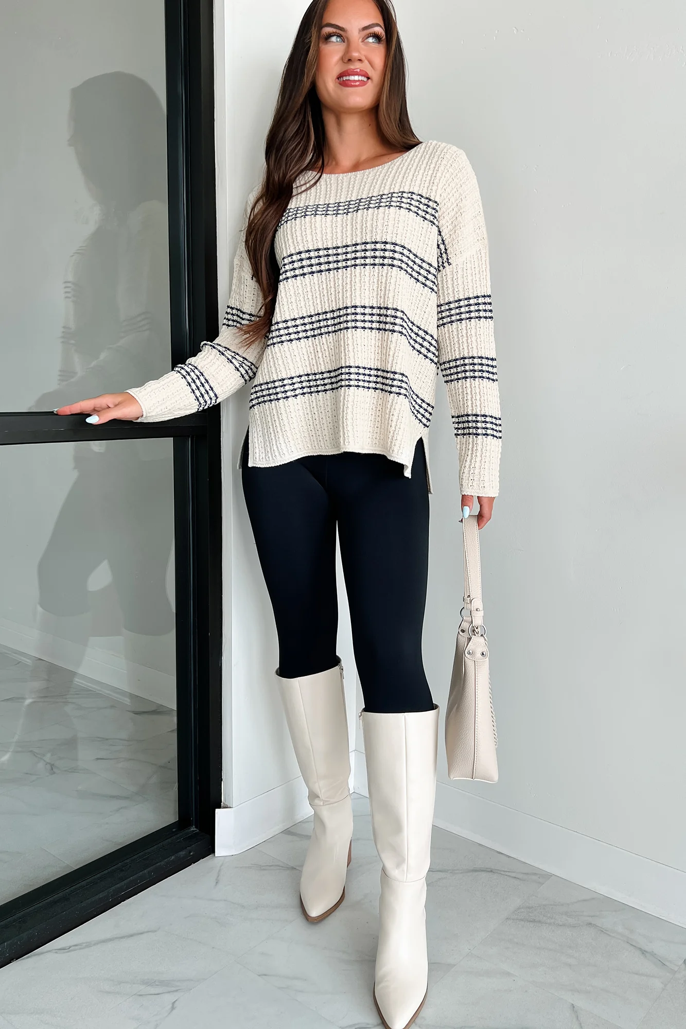 Xerxes Striped Sweater (Dark Blue/Oatmeal)