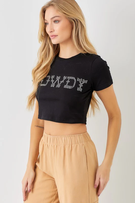Howdy Rhinestone Crop Tee