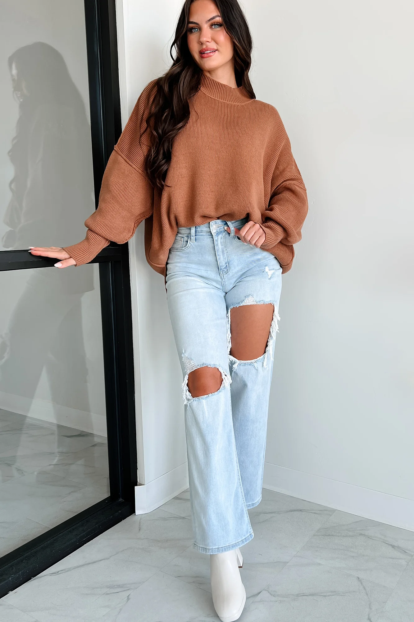 Auden Oversized Zenana Sweater (Deep Camel)