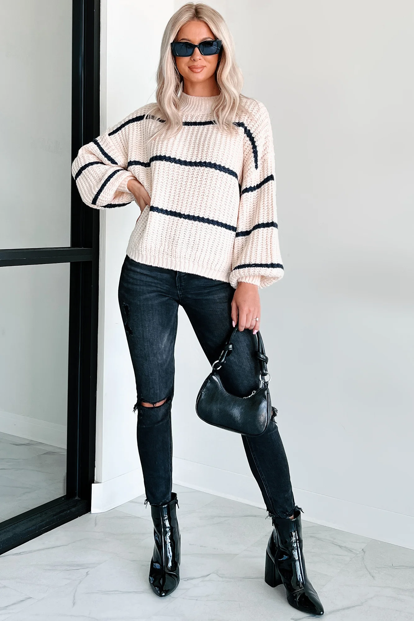 Avellino Oversize Stripe Sweater (Cream)