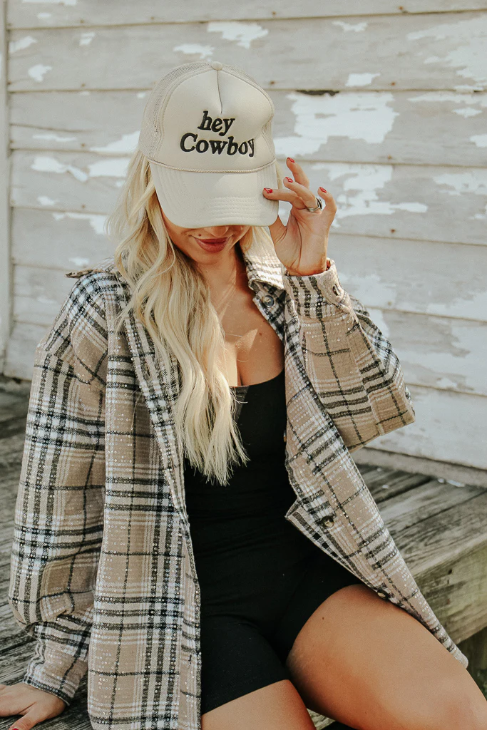 Sasha Plaid Sequin Shacket