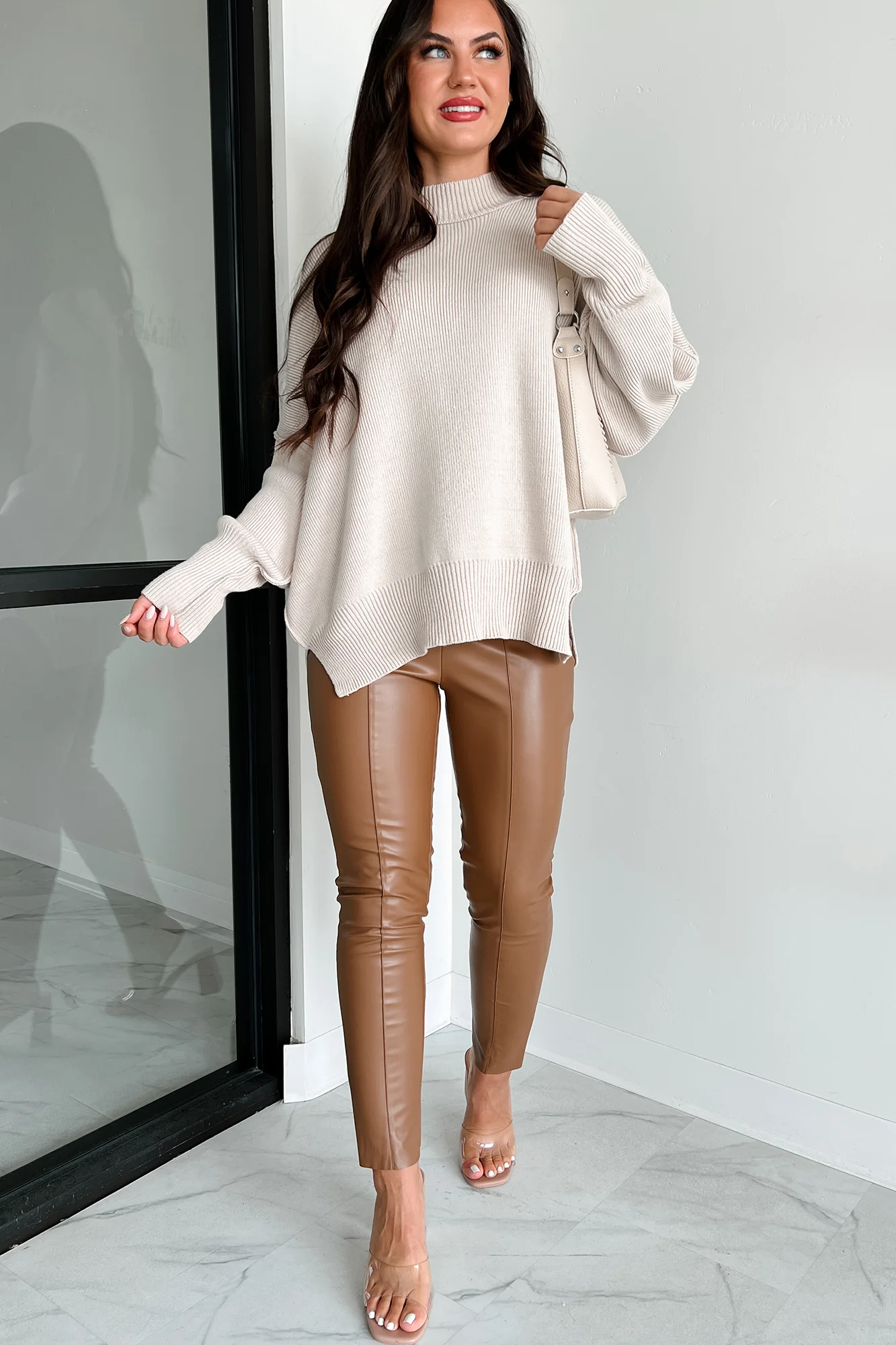 Auden Oversized Zenana Sweater (Sand Beige)