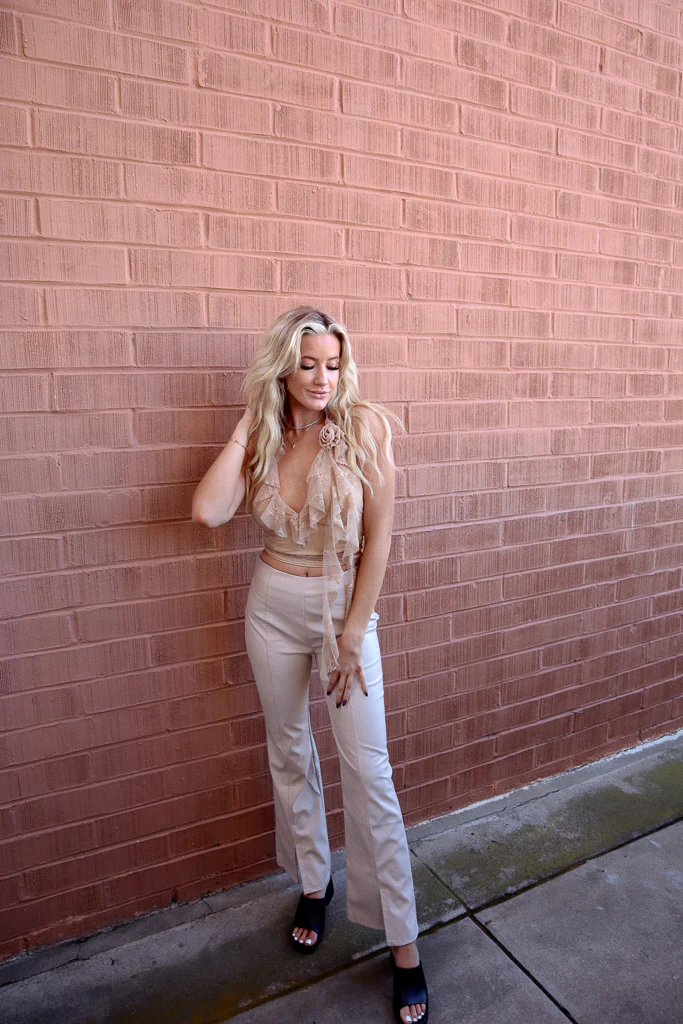 Layla Lace Rosette Halter Crop