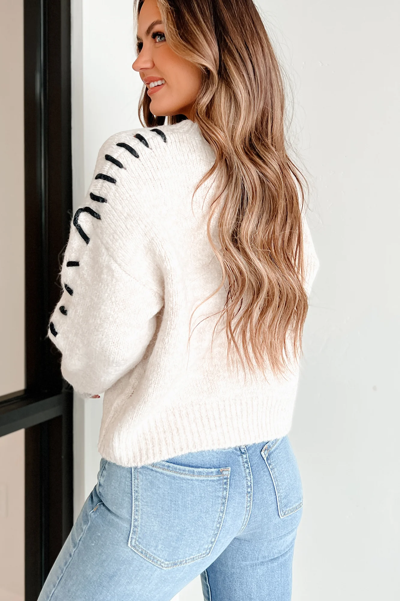 Whistling Woods Stitch Detail Sweater (Oatmeal)