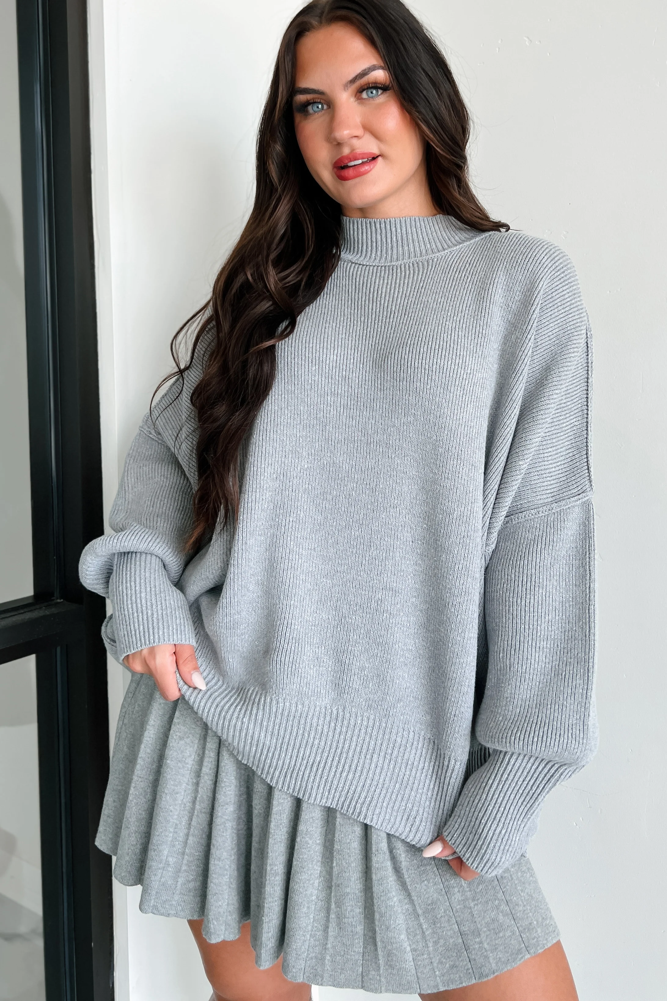Auden Oversized Zenana Sweater (Heather Grey)