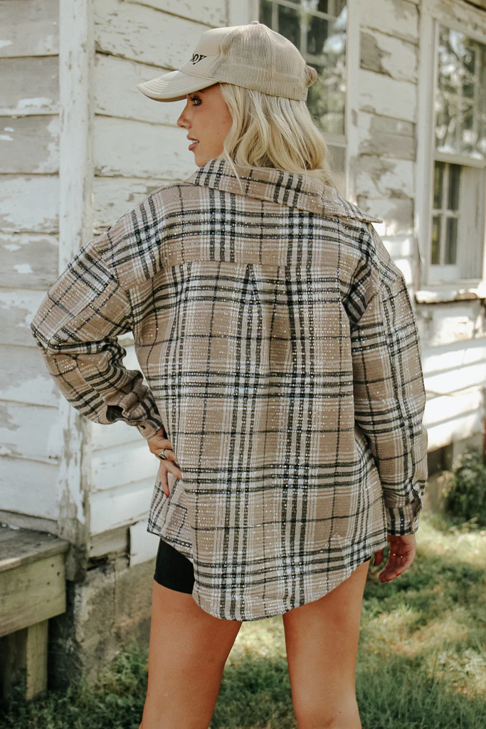 Sasha Plaid Sequin Shacket