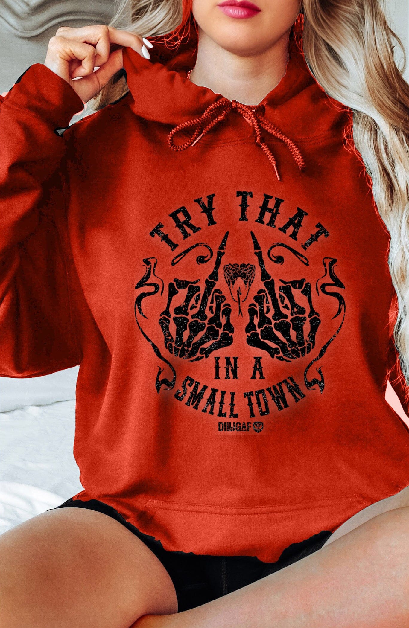 Try That In A Small Town Fingers up Flag Hoody