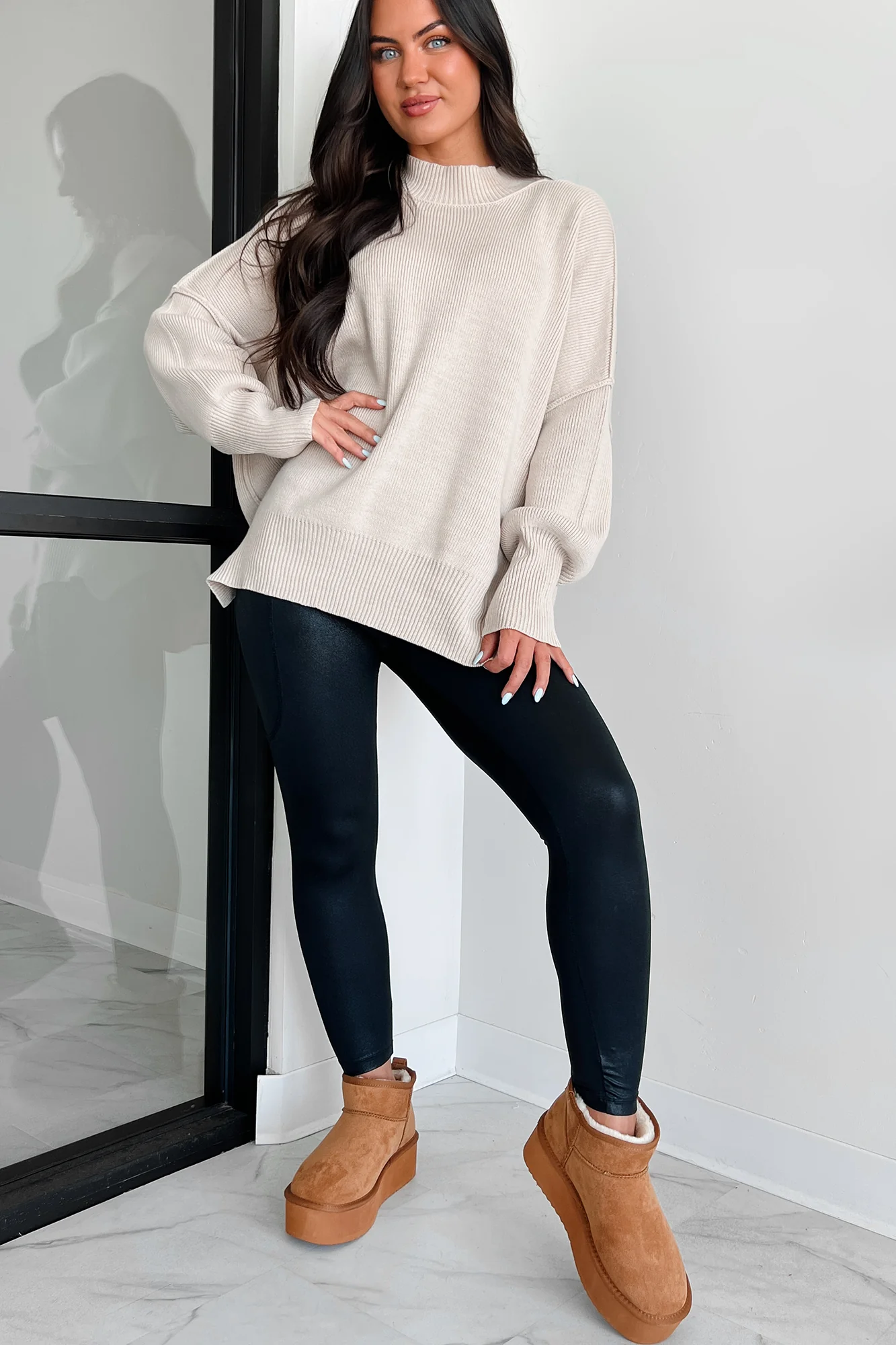 Auden Oversized Zenana Sweater (Sand Beige)