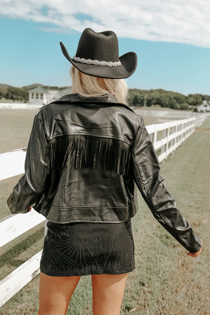 Straight Shooter Faux Leather Fringe Jacket