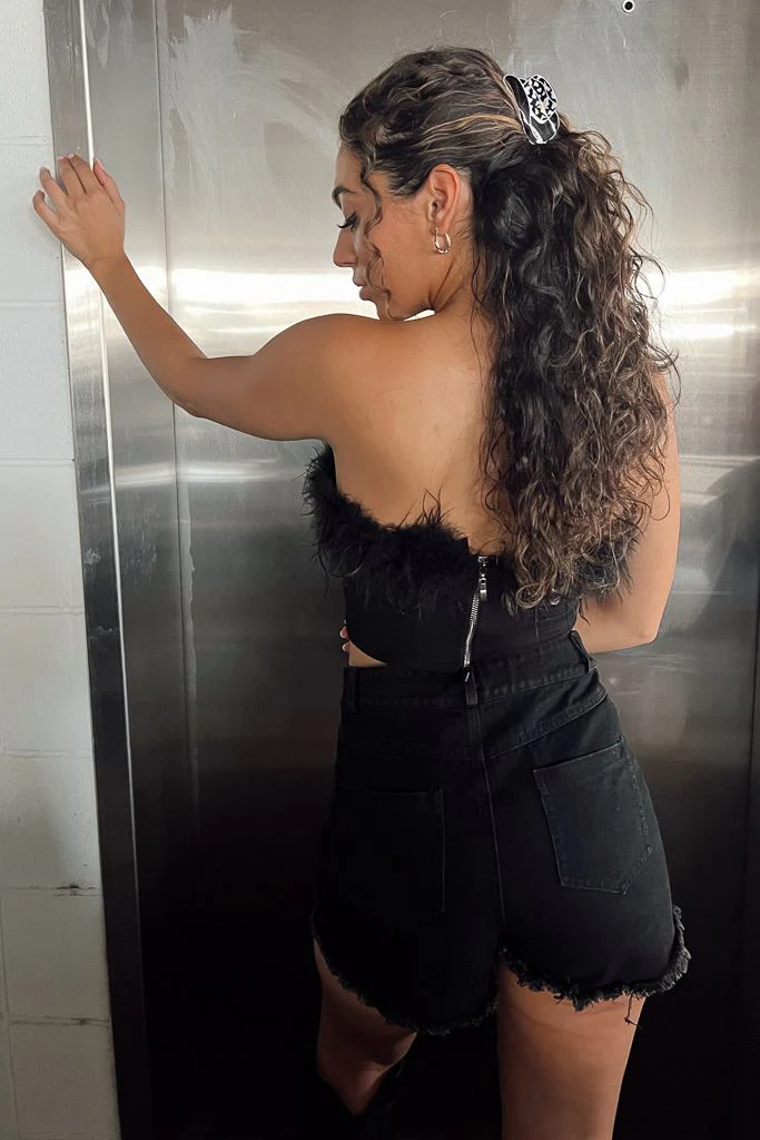 Cher Feather Corset - Black