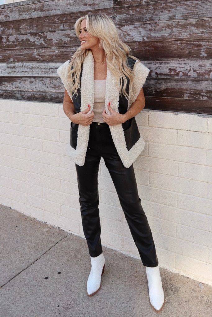 Hartley Faux Leather/Sherpa Vest no