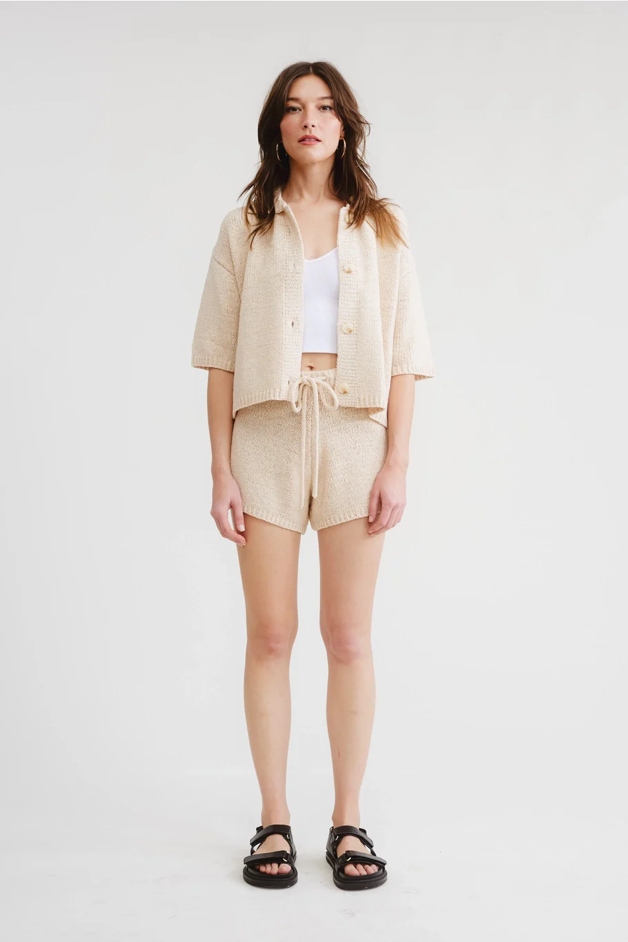 Short Sleeve Button Cardigan