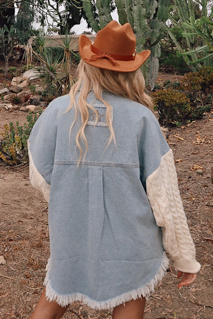 Bella Button Up Shacket - Denim/Ivory