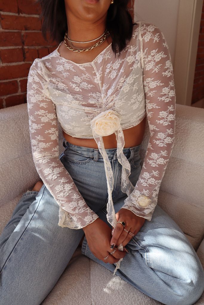Adore Me Lace Rosette Lace Top